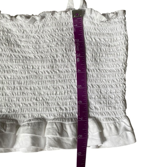 White Garage Elastic Smocked Ruffle Bow Cropped Top Size‎ Medium - Picture 5 of 6